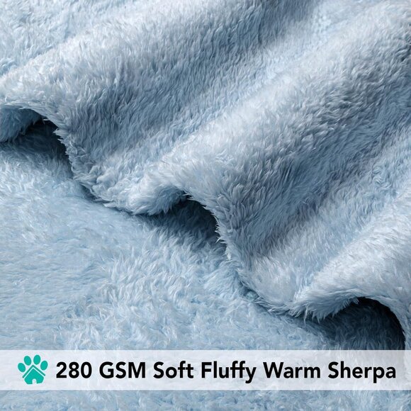 Dog Blanket for Small Medium Dogs Blue, Fluffy Soft Puppy Blanket, Sherpa Fleece - Picture 5 of 8